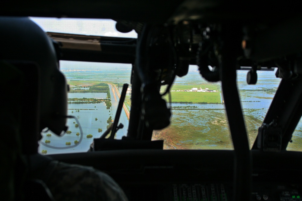 Members of the Texas Army National Guard conduct air missions in support of operations for Hurricane Harvey.