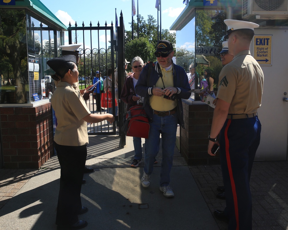 Marines and Sailors Greet Attendees of Senior Day at the Zoo during Marine Week Detroit