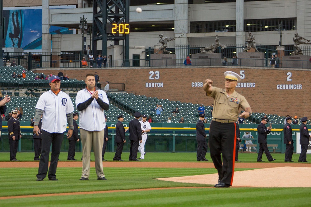 CMC Throws the First Pitch at Detroit Tigers Baseball Game