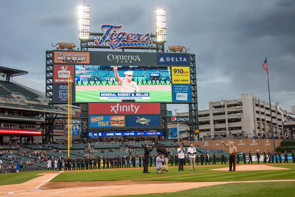 CMC Throws the First Pitch at Detroit Tigers Baseball Game