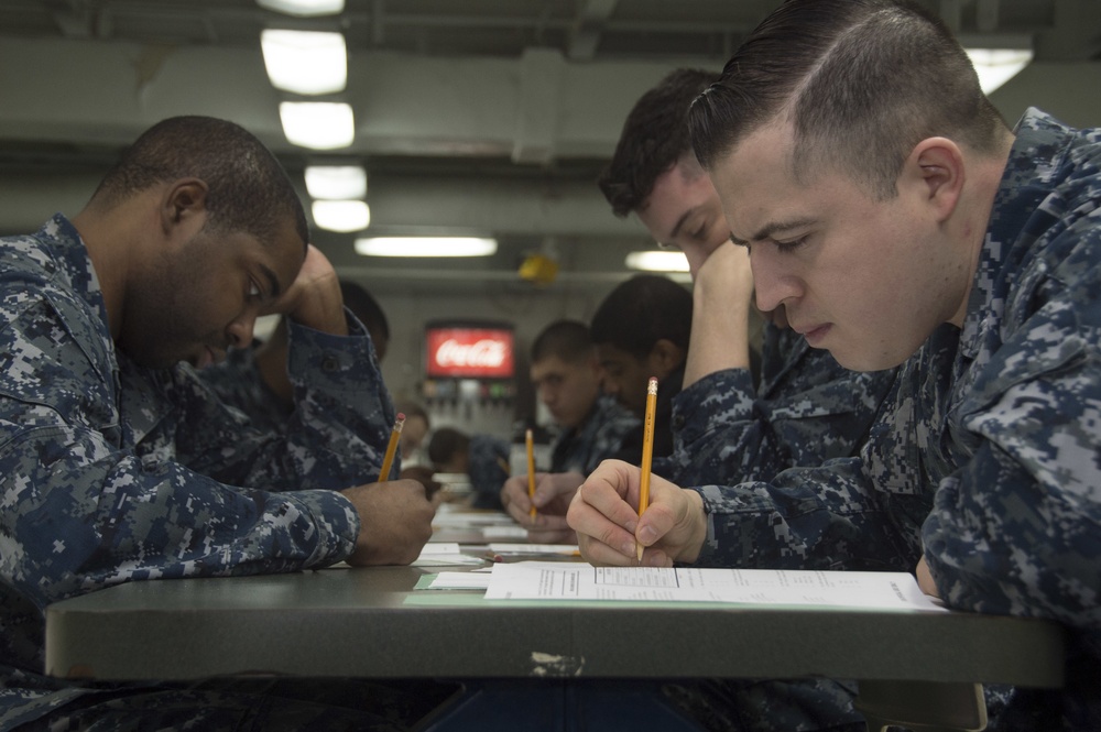 E-6 Advancement Exam aboard Bonhomme Richard