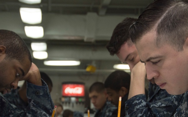 E-6 Advancement Exam aboard Bonhomme Richard