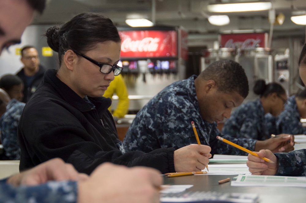 E-6 Advancement Exam aboard Bonhomme Richard