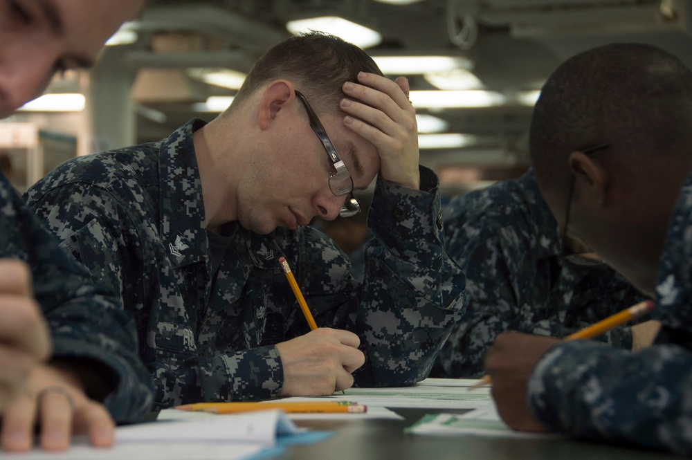 E-6 Advancement Exam aboard Bonhomme Richard