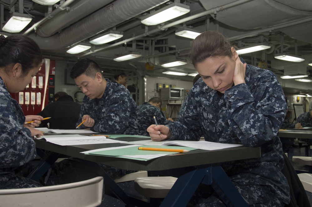 E-6 Advancement Exam aboard Bonhomme Richard