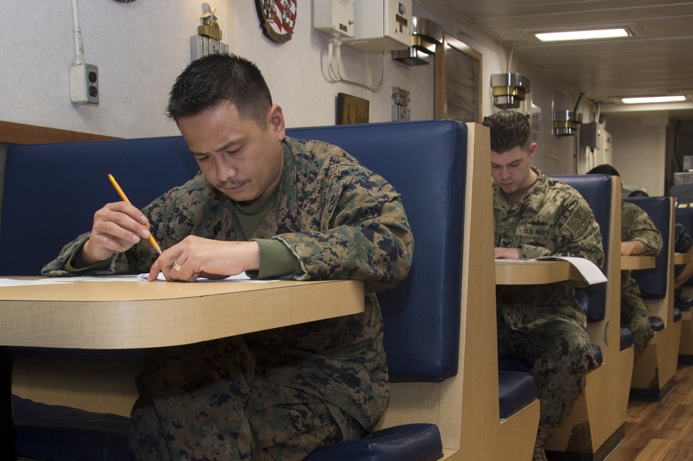 E-6 Advancement Exam aboard Bonhomme Richard