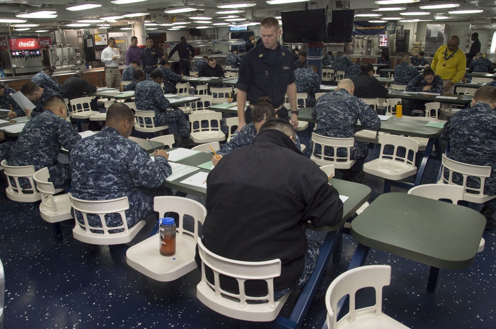 E-6 Advancement Exam aboard Bonhomme Richard