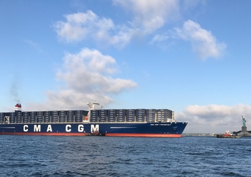 Coast Guard welcomes largest container ship to pass under new Bayonne Bridge