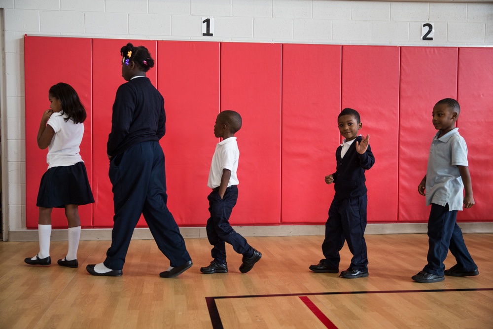 U.S. Marines visit Detroit elementary school