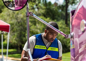 Florida National Guard stages supply vehicles in Orlando for Hurricane Irma