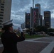 U.S. Marines sound the colors and taps in the evening