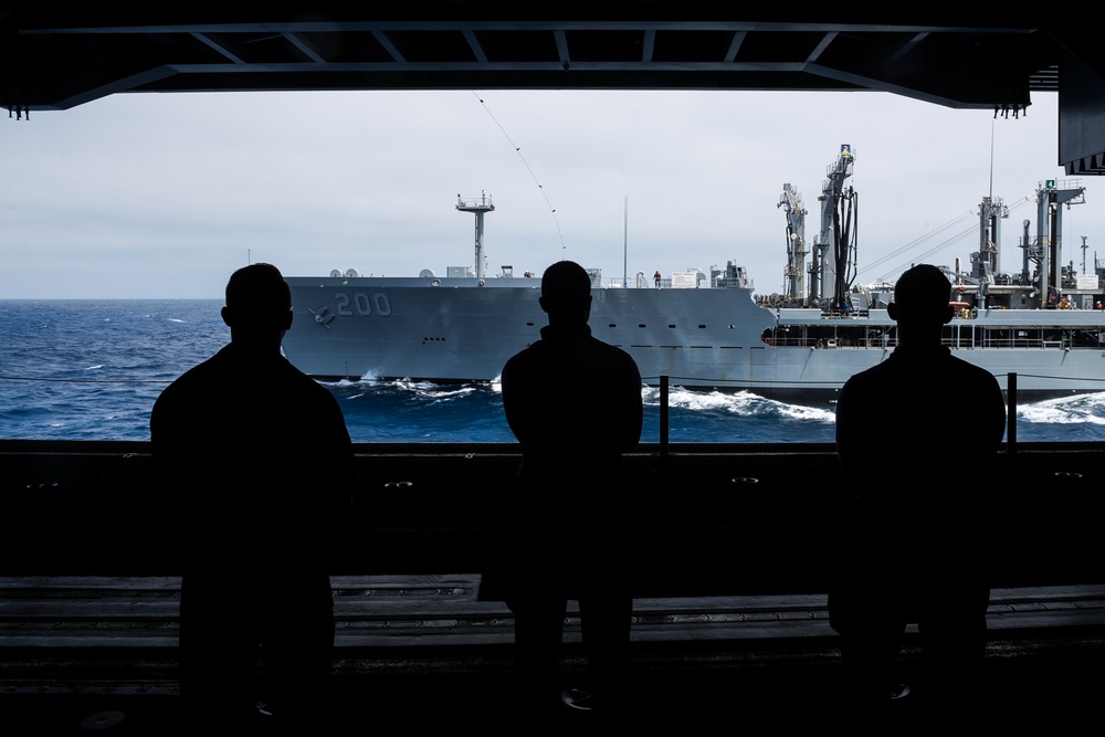 Stennis conducts a replenishment-at-sea.