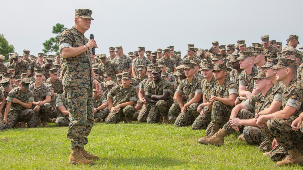 CMC Speaks to Marines at MCB Camp Lejeune