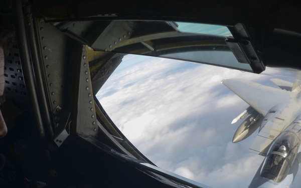 Bloody Hundredth Tankers refuel F-15C Eagles