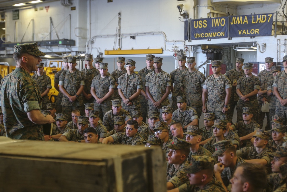 26th MEU Marines embark on the USS Iwo Jima (LHD 7) in preparation for DSCA