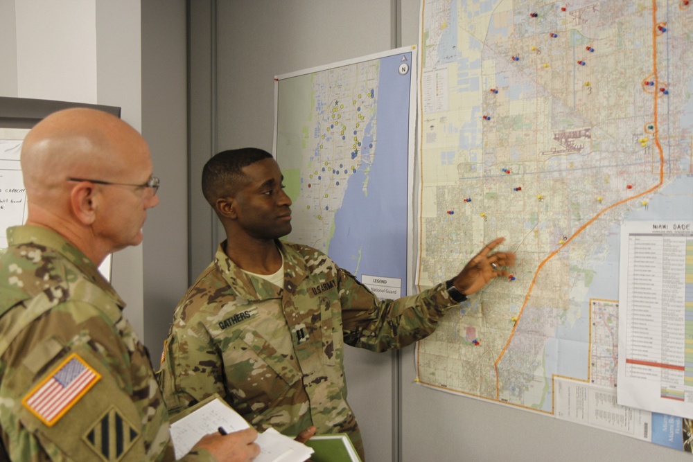 A Company of the 753rd Engineer Battalion Engineer Conduct Mission Planning Before Hurricane Irma Arrives