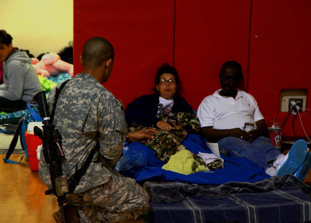 Florida National Guard Conduct Shelter Operations In Miami-Dade during Hurricane Irma