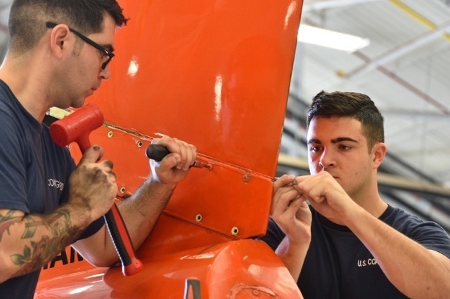 Coast Guard aircrews pre stage aircraft in Mobile, Alabama, in preparation for Hurricane Irma response