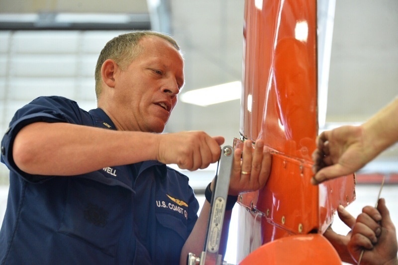 Coast Guard aircrews pre stage aircraft in Mobile, Alabama, in preparation for Hurricane Irma response