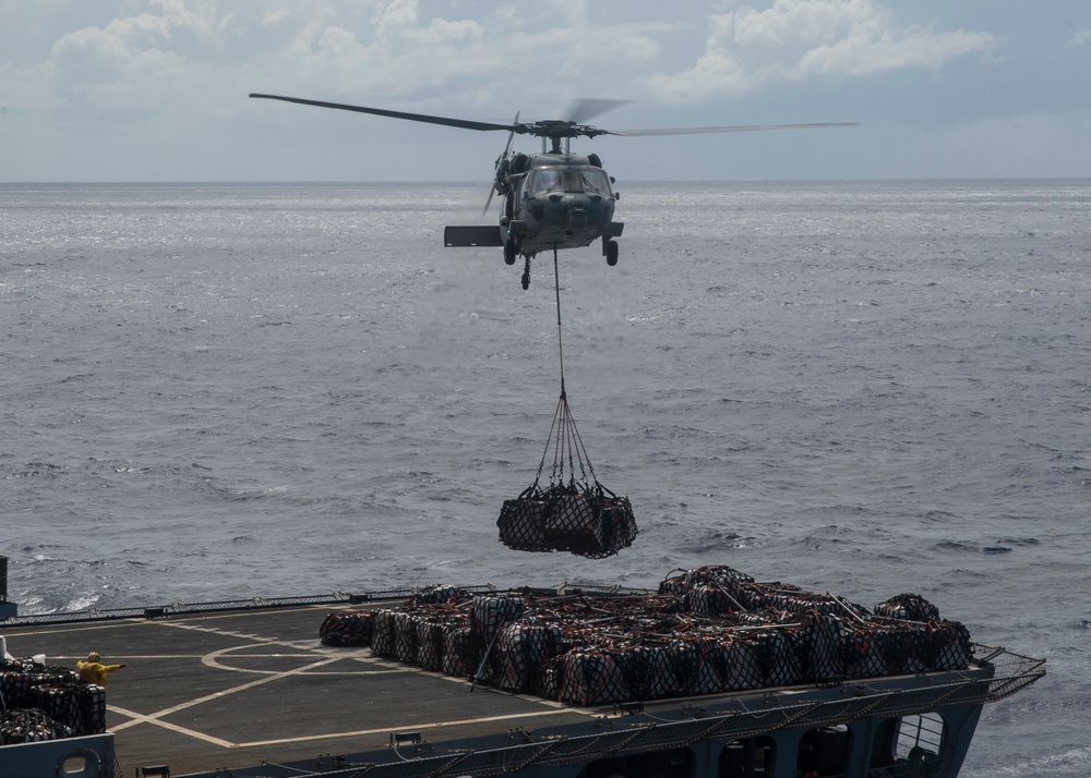 Replenishment-at-sea aboard the USS Bonhomme Richard