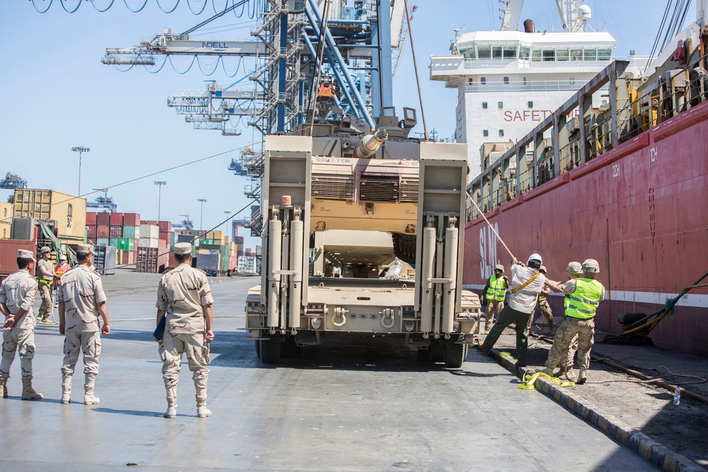 Equipment arrives for Exercise Bright Star 2017