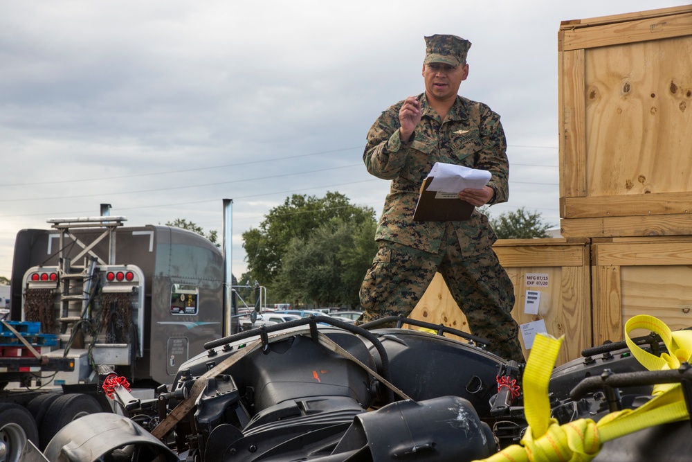 Marine Corps Reserve Units prepare Zodiacs for rescue missions in wake of Hurricane Irma