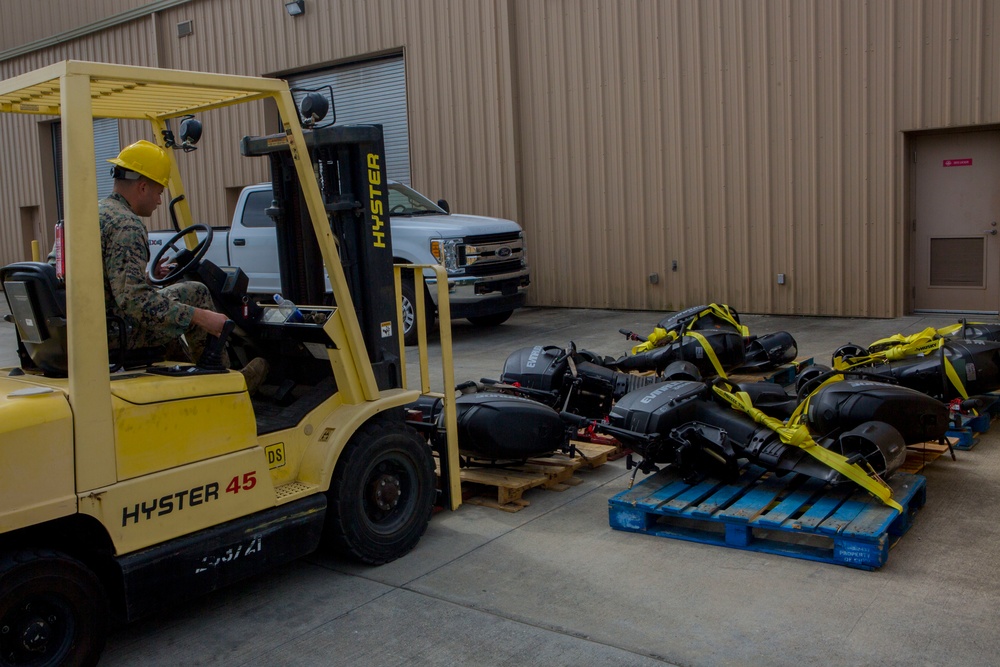 Marines with 3rd Force Reconnaissance Company prepare for relief efforts in the aftermath of Hurricane Irma