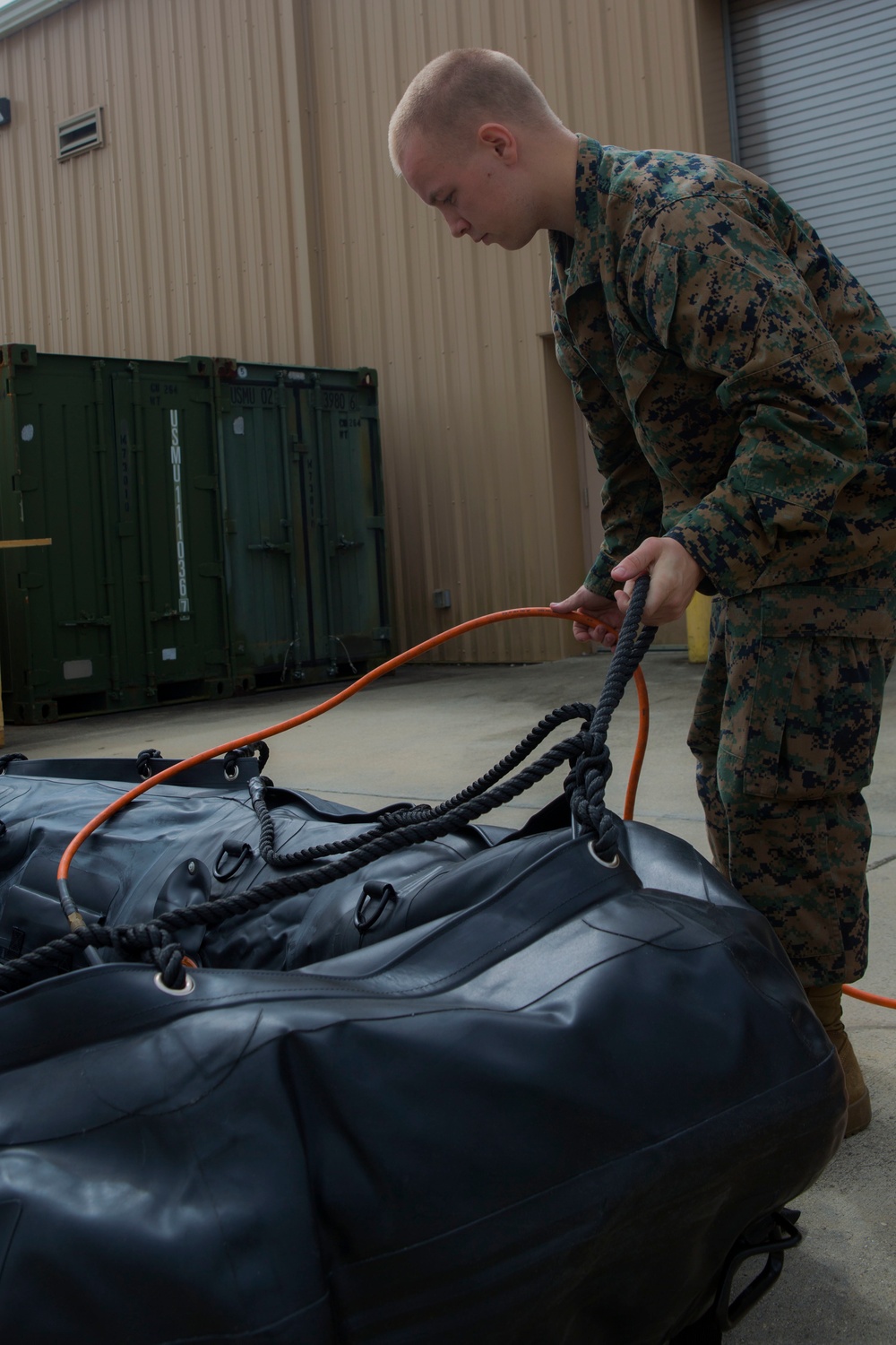 Marines with 3rd Force Reconnaissance Company prepare for relief efforts in the aftermath of Hurricane Irma