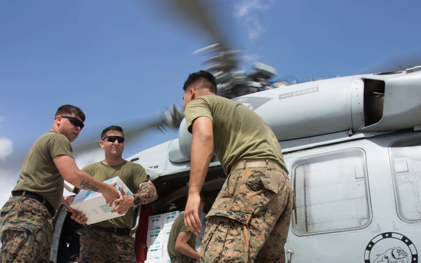 BLT 2/6 loads food and water for Hurricane Irma disaster relief