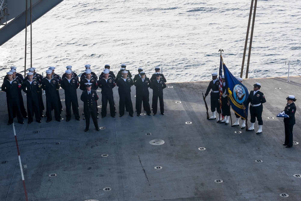 Stennis conducts a burial at sea.