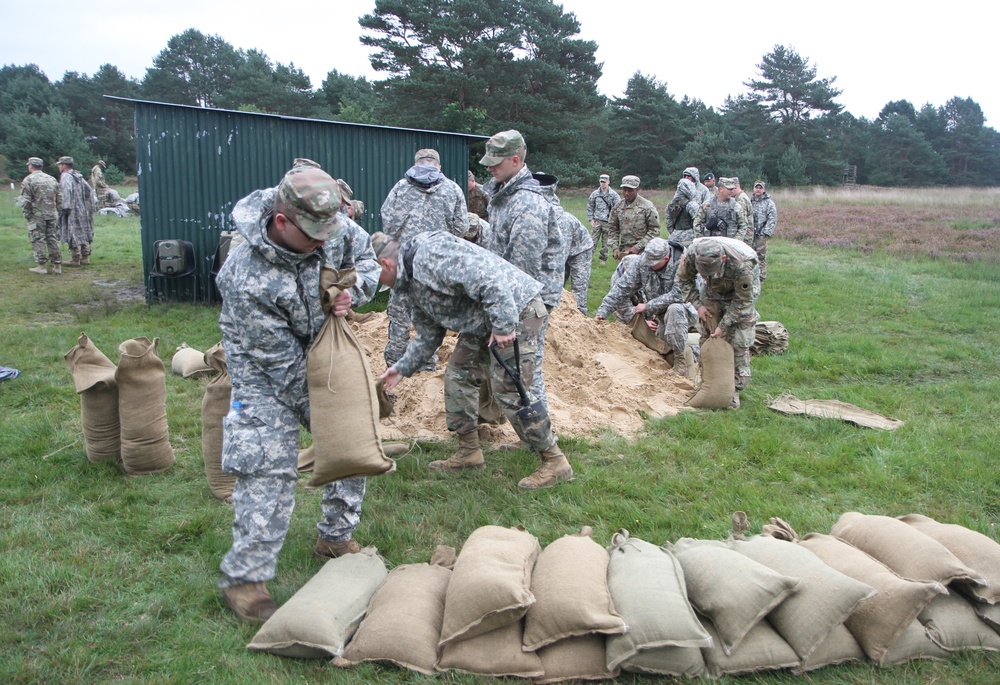 On Sept. 12, 2017 Soldiers of C Company, 1st Battalion, 125th Infantry Regiment receive primary marksmanship instruction and make preparations in advance of shooting on the zero range at Sennelager Training Area, Germany.