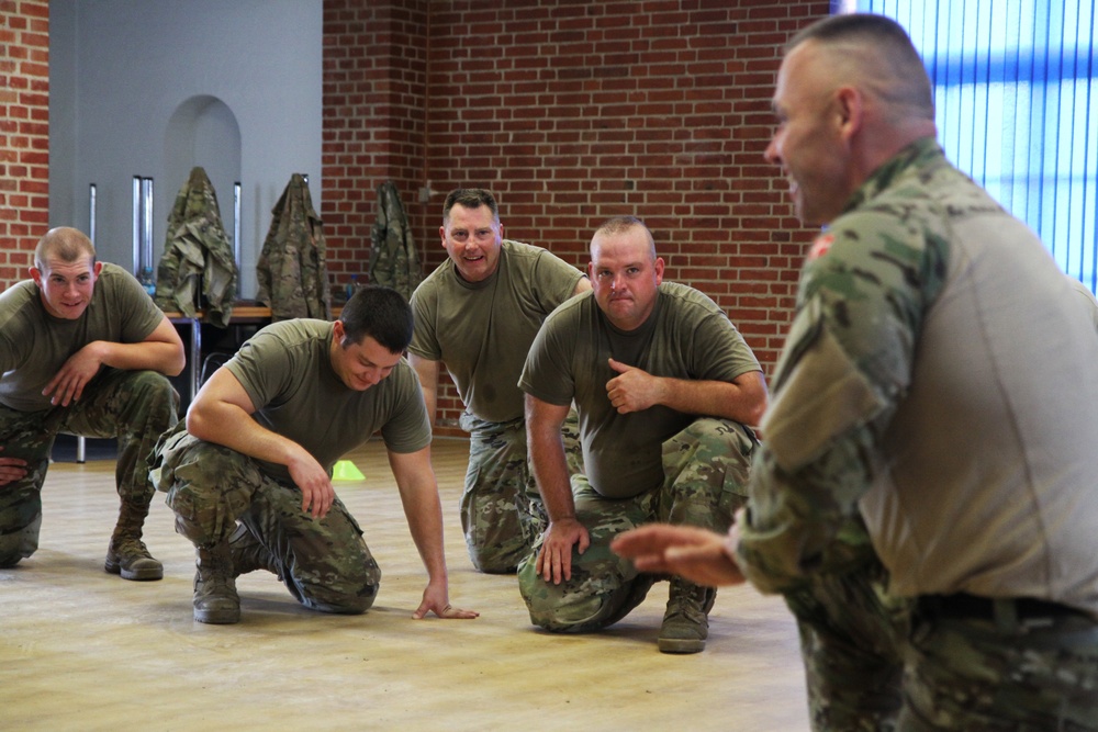 Michigan Army National Guard Company B, 1st Battalion, 125th Infantry Regiment conducts hand-to-hand combat training at Exercise Viking Star 2017 in Denmark