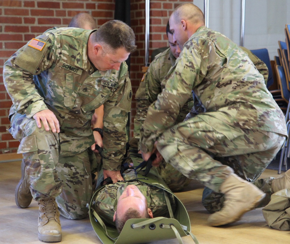 Michigan Army National Guard Company B, First Battalion, 125th Infantry Regiment conducts combat-life-saver-training at Exercise Viking Star 2017 in Denmark