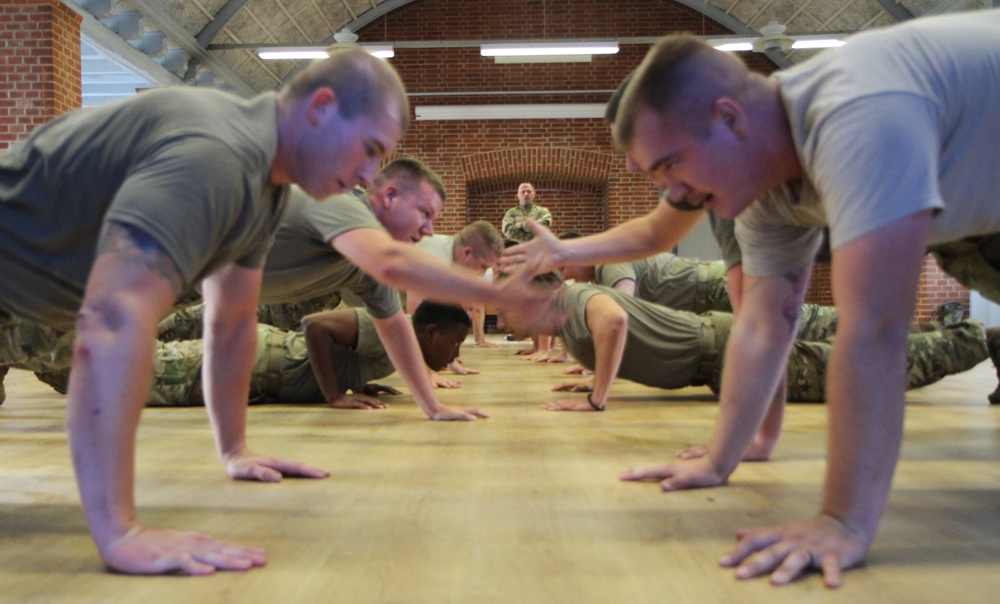 Michigan Army National Guard Company B, 1st Battalion, 125th Infantry Regiment conducts hand-to-hand combat training at Exercise Viking Star 2017 in Denmark