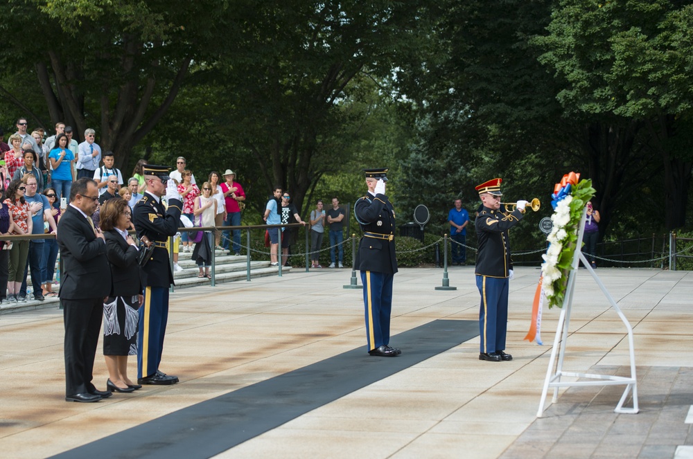 President of the Republic of the Marshall Islands, H.E. Hilda C. Heine, Participates in a Public Wreath-Laying Ceremony at Arlington National Cemetery