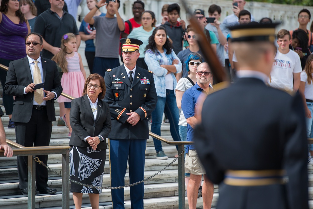 President of the Republic of the Marshall Islands, H.E. Hilda C. Heine, Participates in a Public Wreath-Laying Ceremony at Arlington National Cemetery