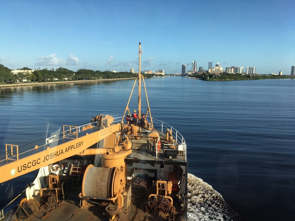 Coast Guard Aids to Navigation crew from St. Petersburg the Port of Tampa, Florida