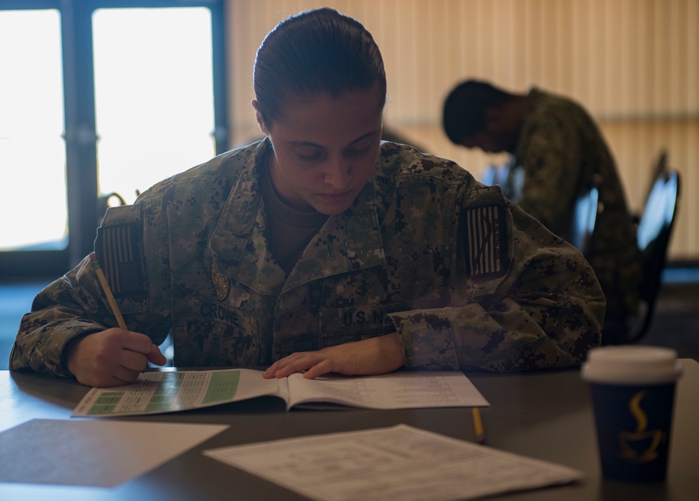 NSF Deveselu Sailors Take E-5 Advancement Exam