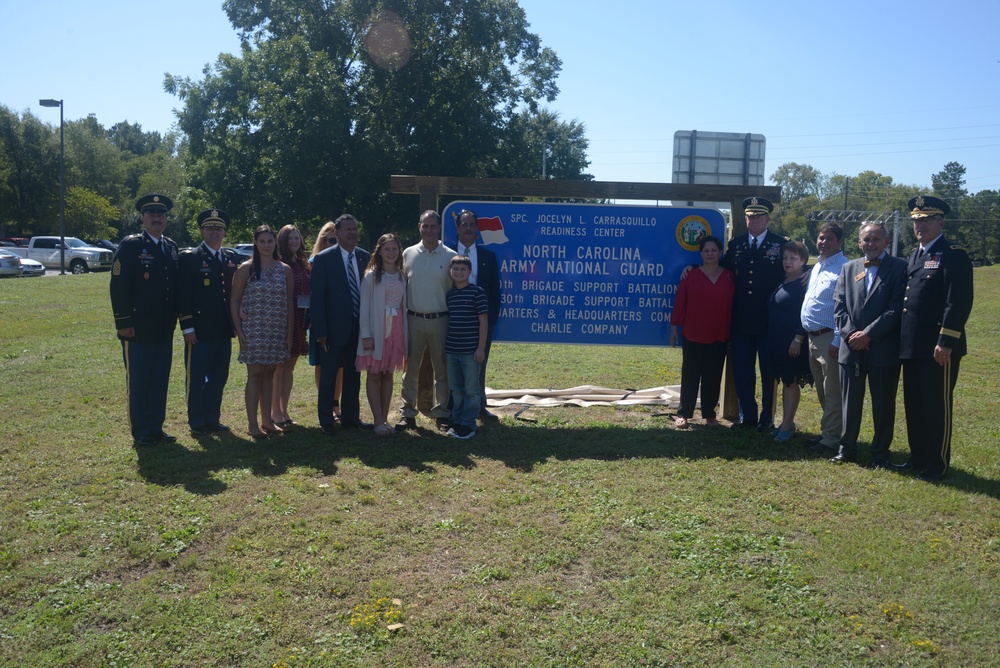 NCNG Re-names Readiness Center in Honor of Fallen Soldier