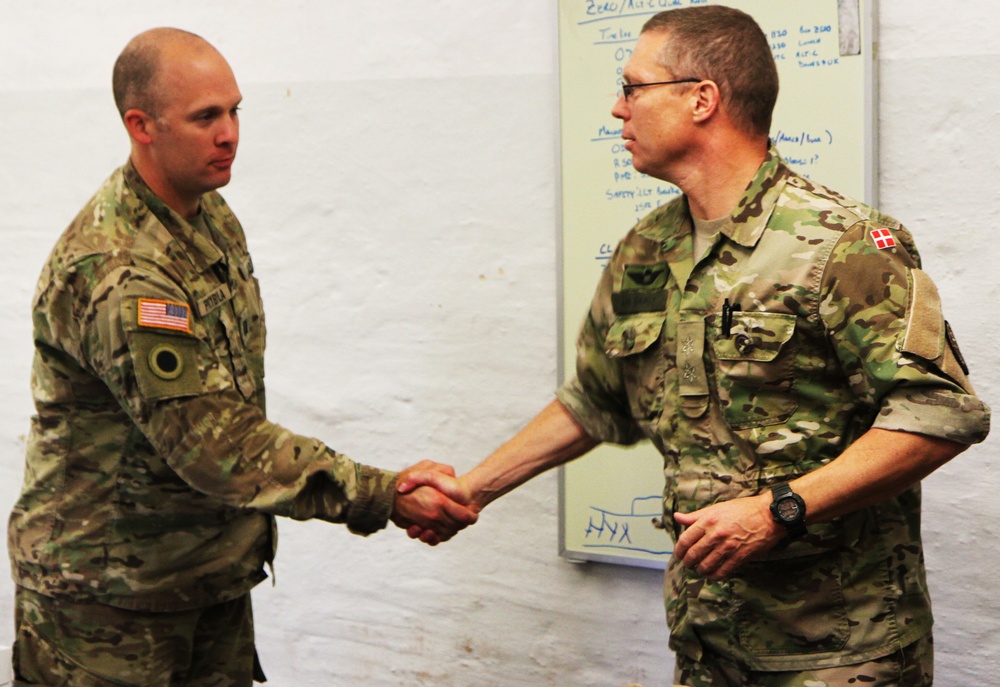 Michigan Army National Guard Captain meets with Danish Home Guard Commander