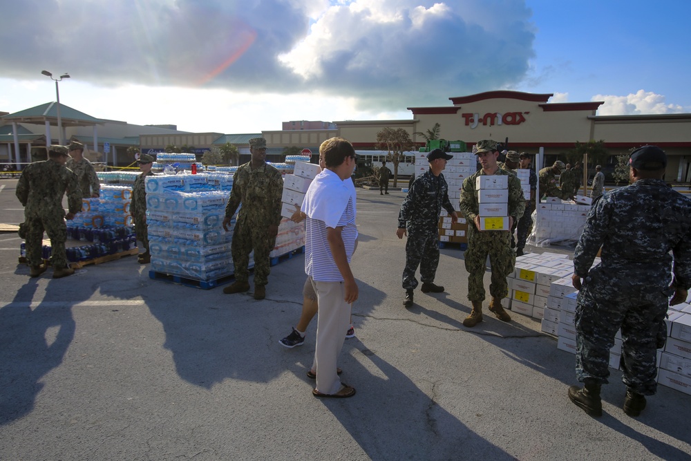 Marines and Sailors distribute supplies in aftermath of Hurricane Irma