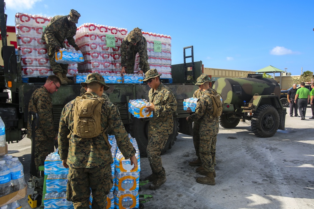 Marines and Sailors distribute supplies in aftermath of Hurricane Irma