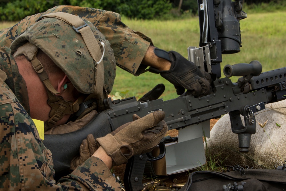 CLB-31 Marines fire rifles and machine guns in Guam