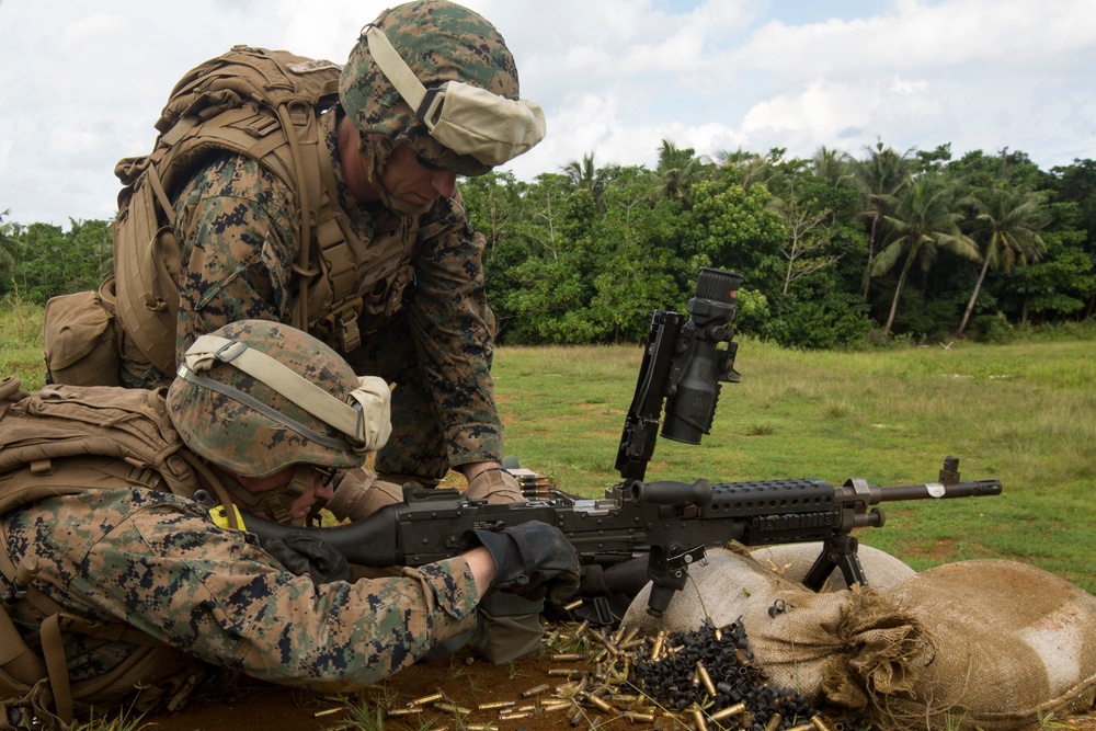 CLB-31 Marines fire rifles and machine guns in Guam