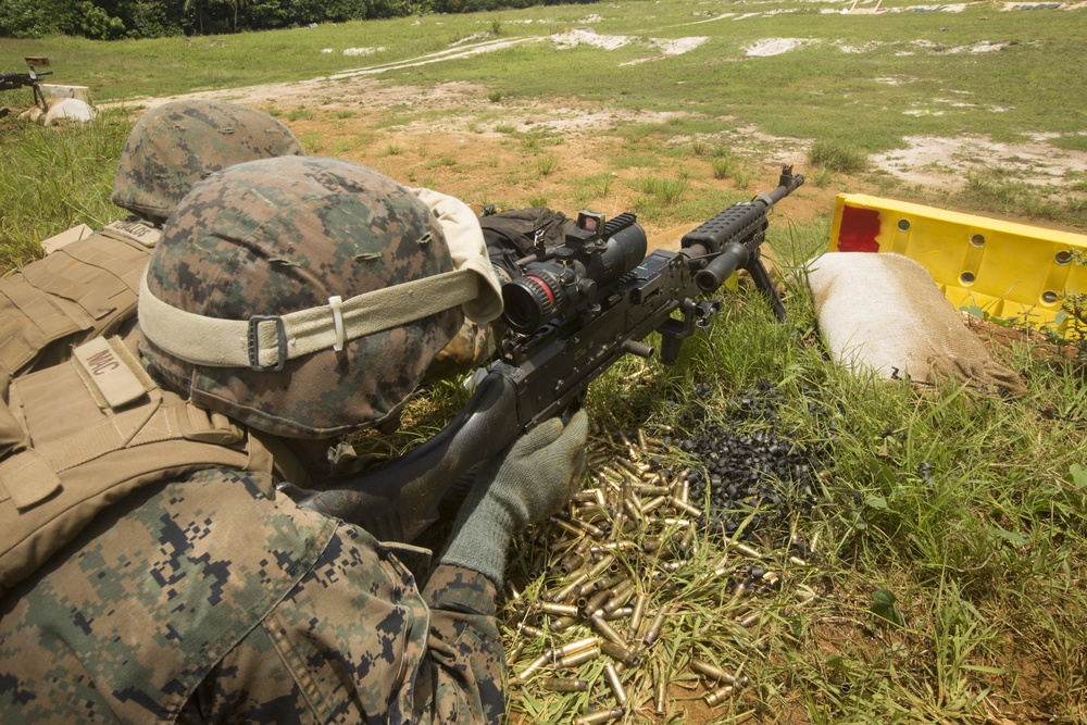CLB-31 Marines fire rifles and machine guns in Guam