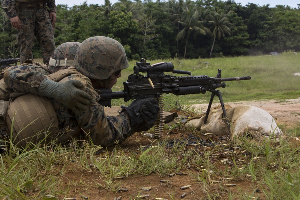 CLB-31 Marines fire rifles and machine guns in Guam