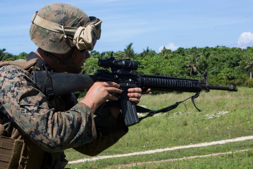 CLB-31 Marines fire rifles and machine guns in Guam