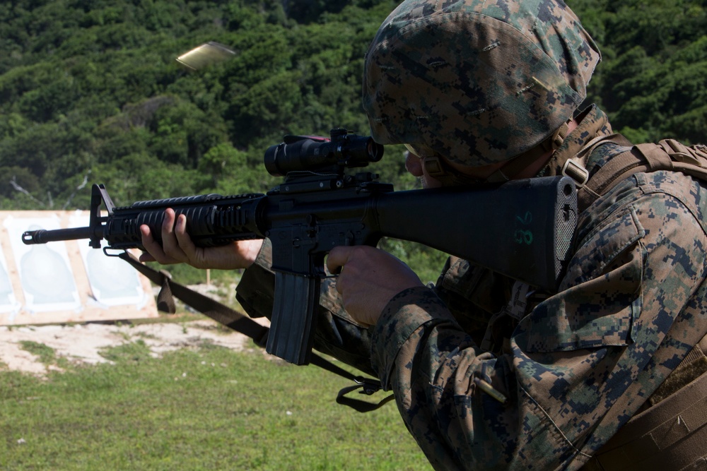 CLB-31 Marines fire rifles and machine guns in Guam