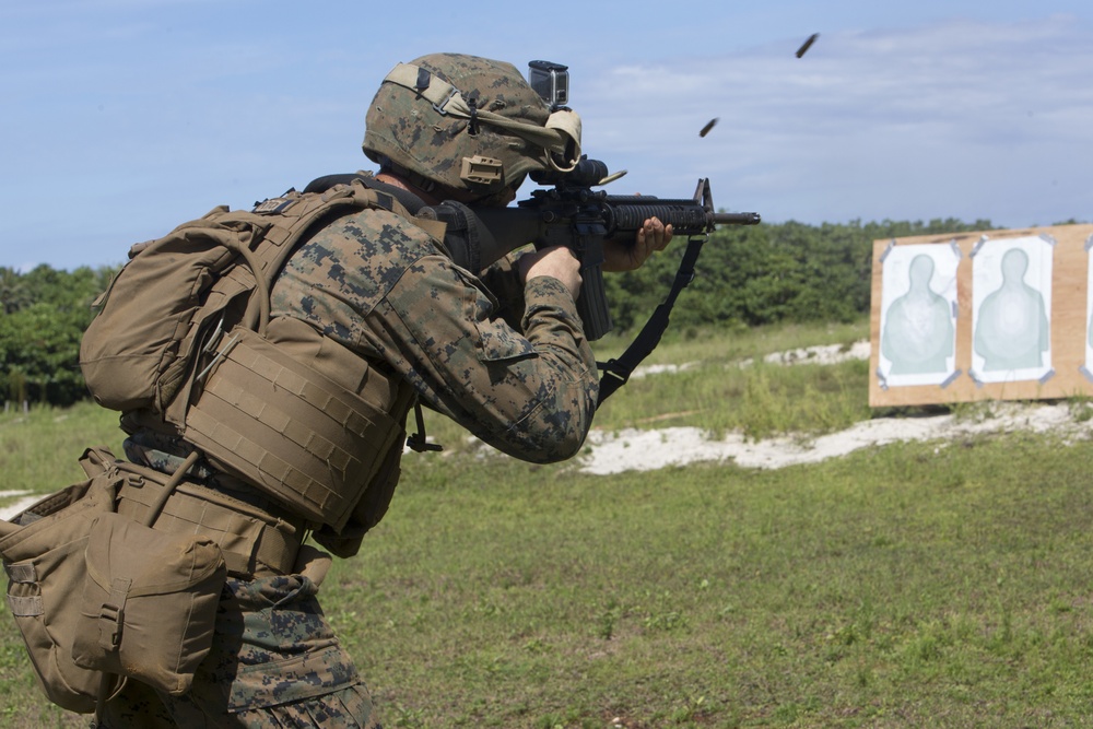 CLB-31 Marines fire rifles and machine guns in Guam