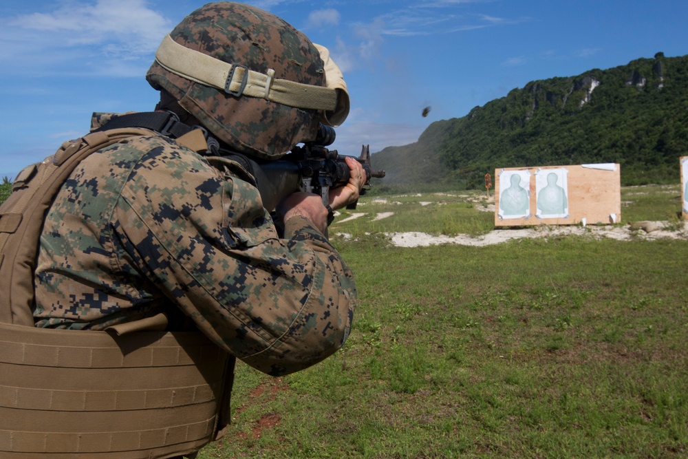 CLB-31 Marines fire rifles and machine guns in Guam